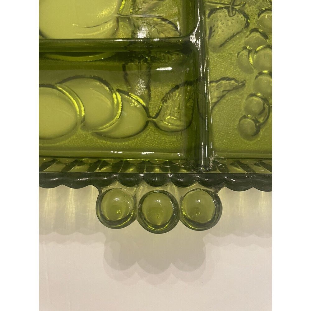 Vintage‎ Indiana Glass Green Divided 5 Part Relish Serving GREAT Condition MCM - Picture 5 of 5